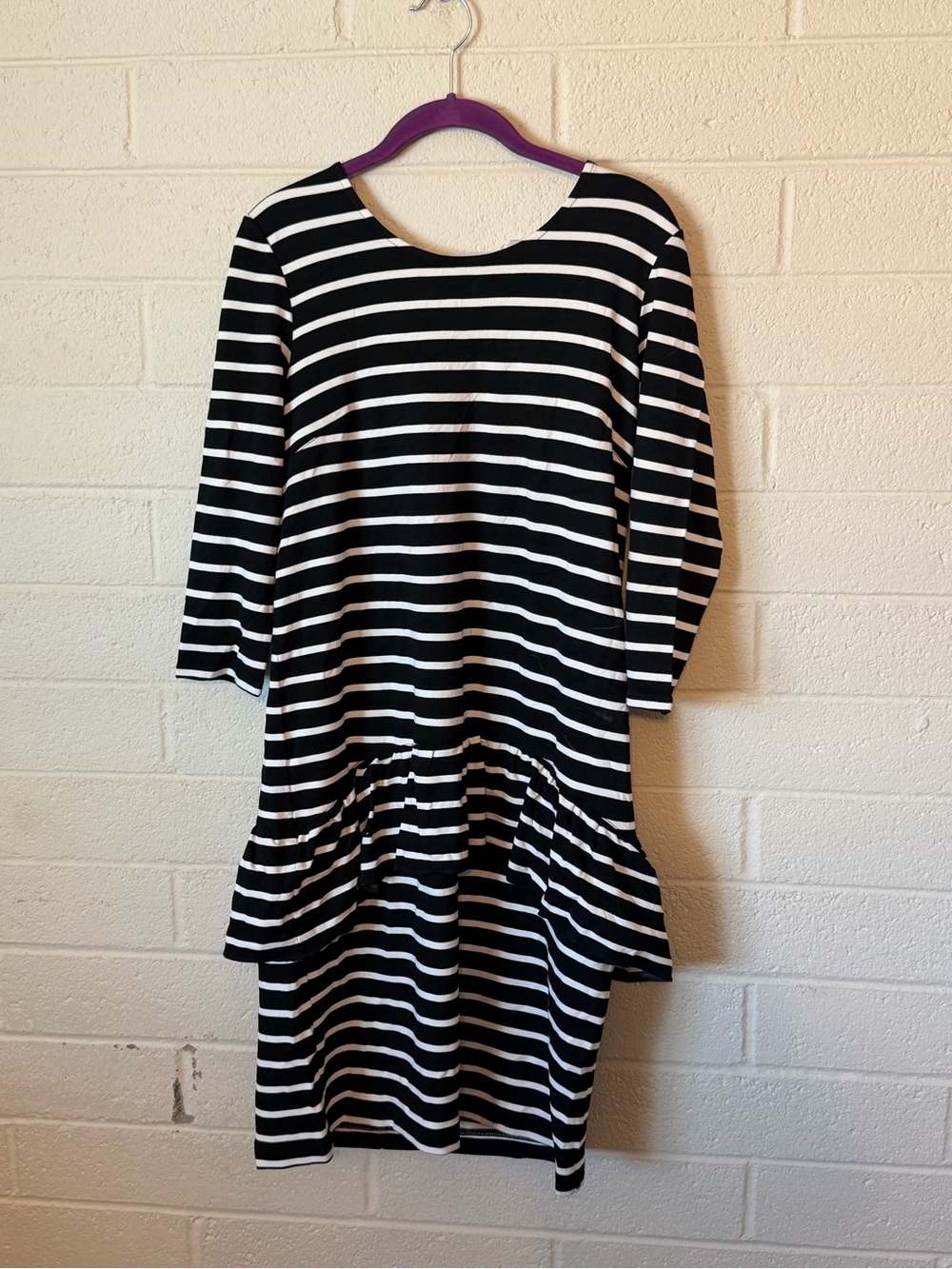 DownEast Black and White Striped Boatneck Top